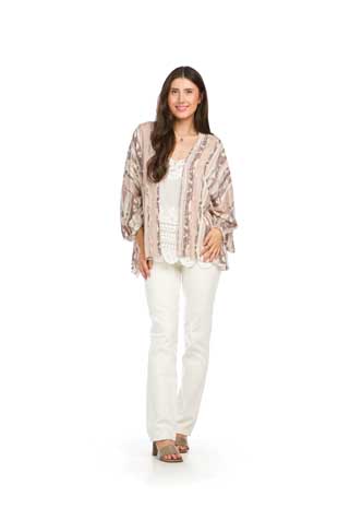 PT-16124 - PAISLEY STRIPE PRINT KIMONO COVER UP - Colors: AS SHOWN - Available Sizes:XS-XXL - Catalog Page:69 